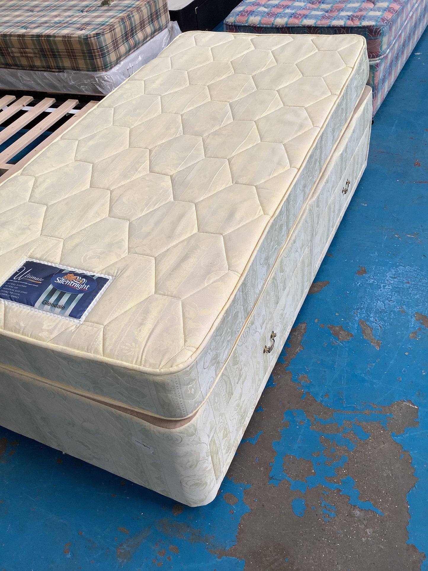 Single bed and mattress
