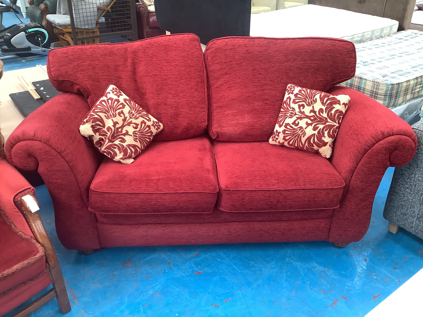 Red 3 seater and 2 seater sofa