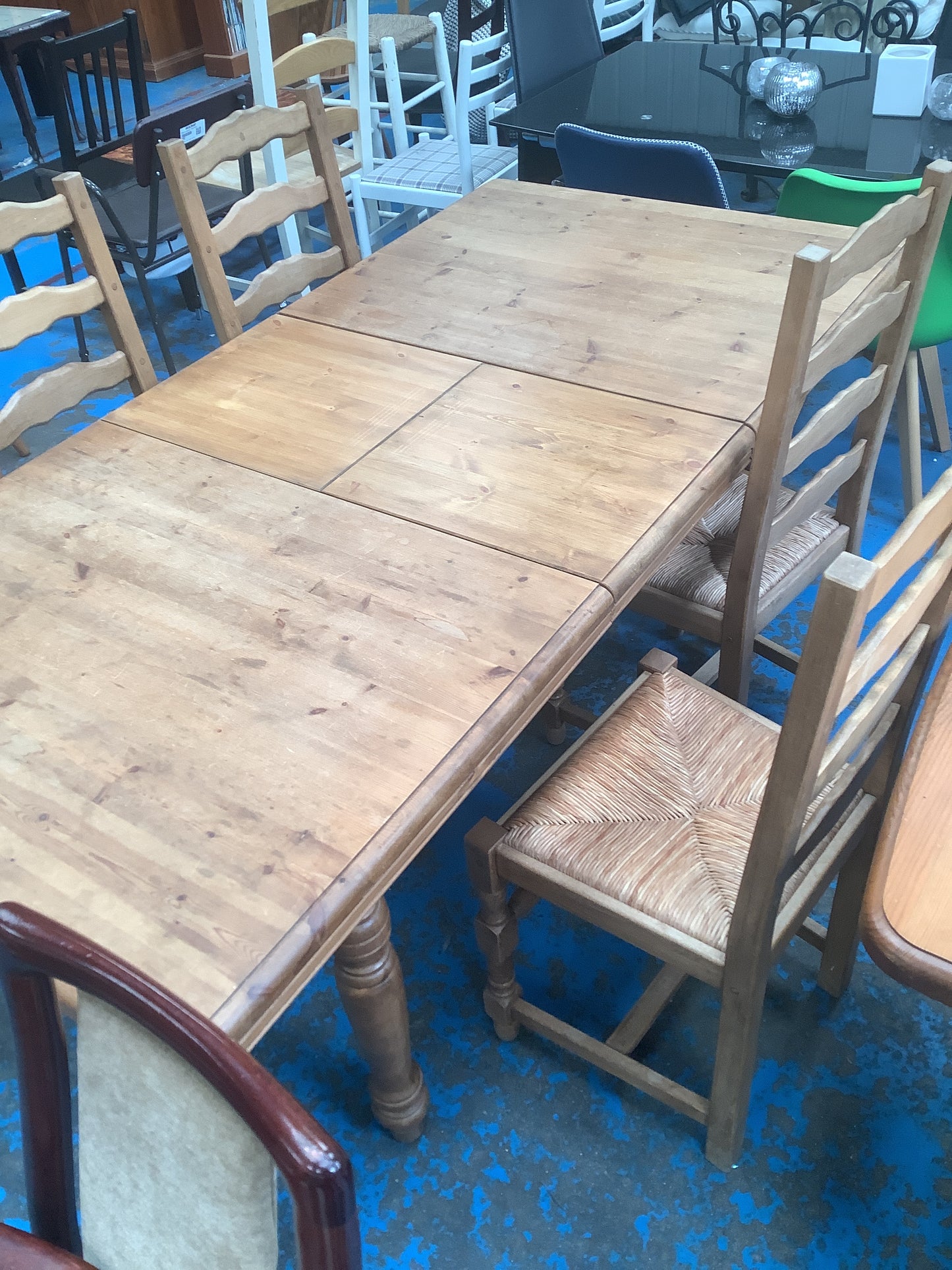Pine dining table and 4 chairs