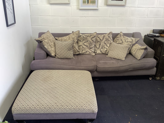 4 seater sofa and pouffe
