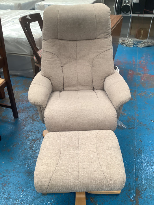 Dallas Fabric Swivel Recliner & Stool
