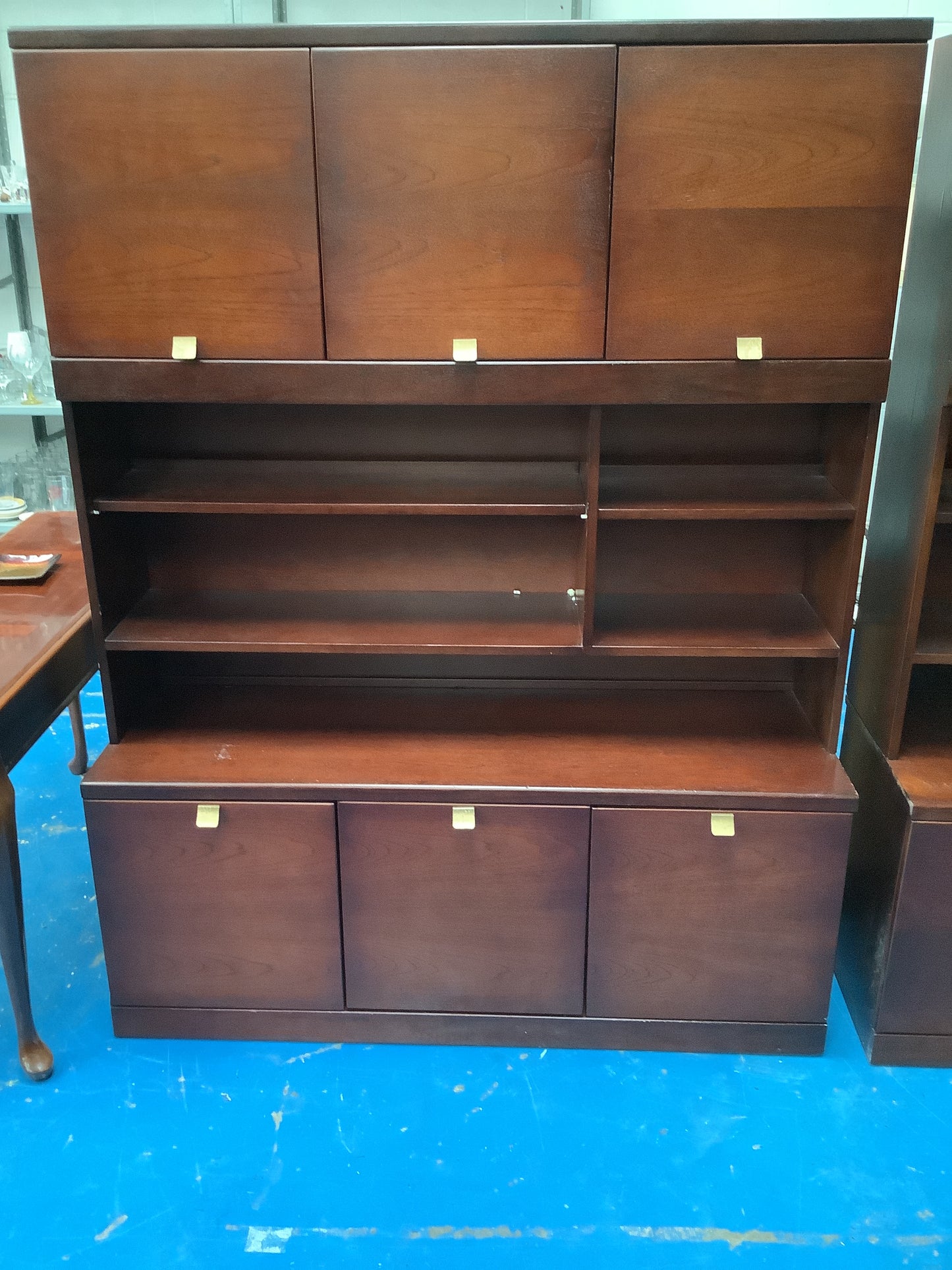 Dark wood wall unit