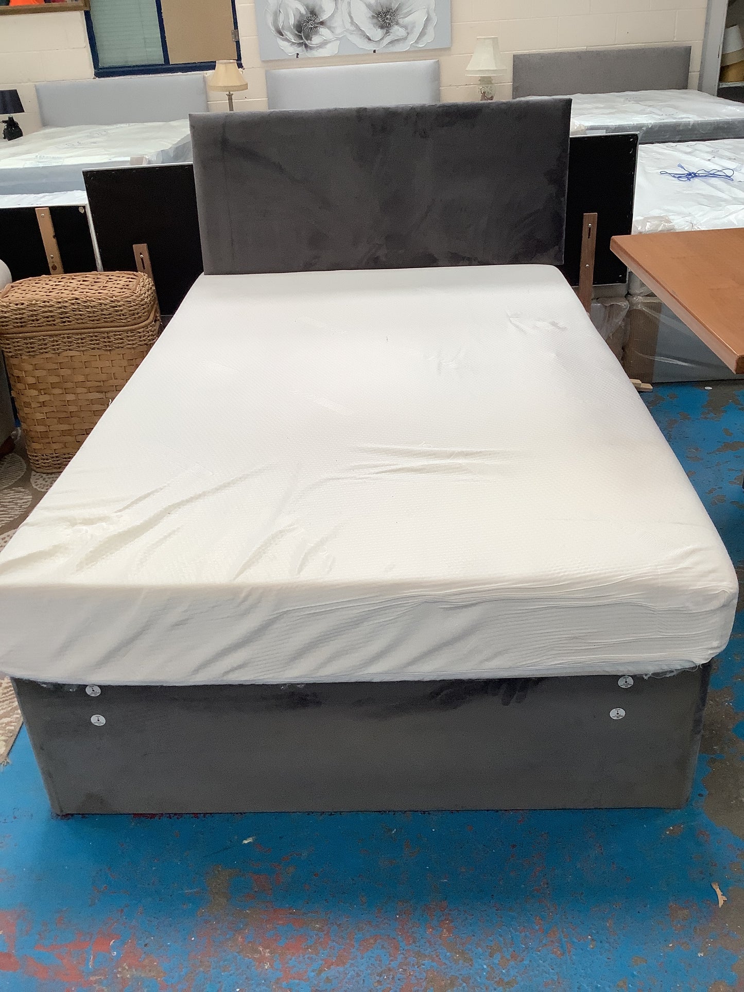 Small double base, mattress and headboard