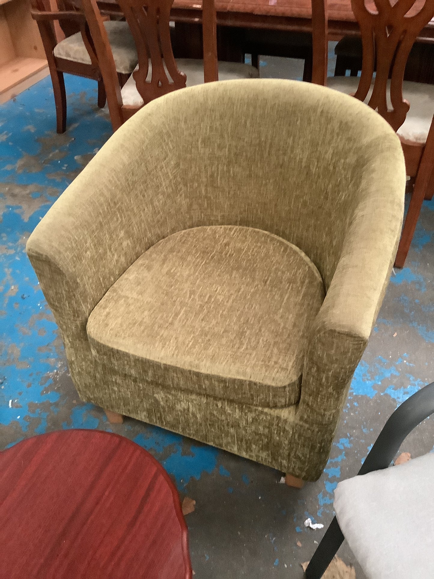 Moss Green/Beige Tub Chair