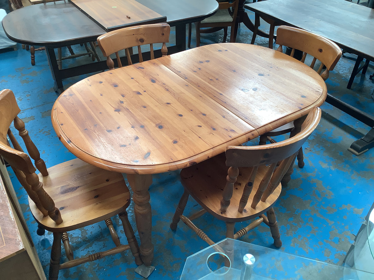 Pine dining table and 4 chairs