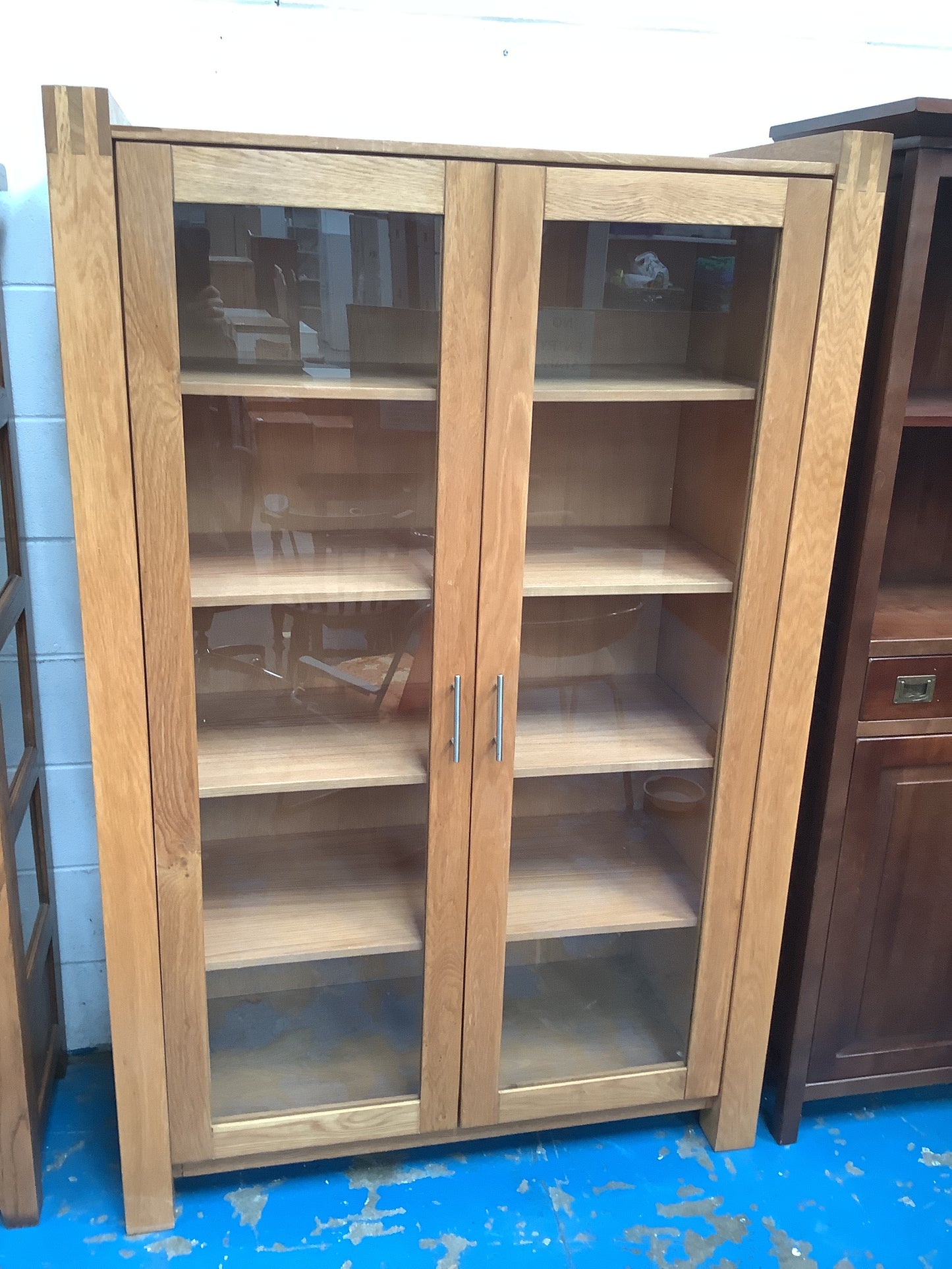 Large oak shelving unit.