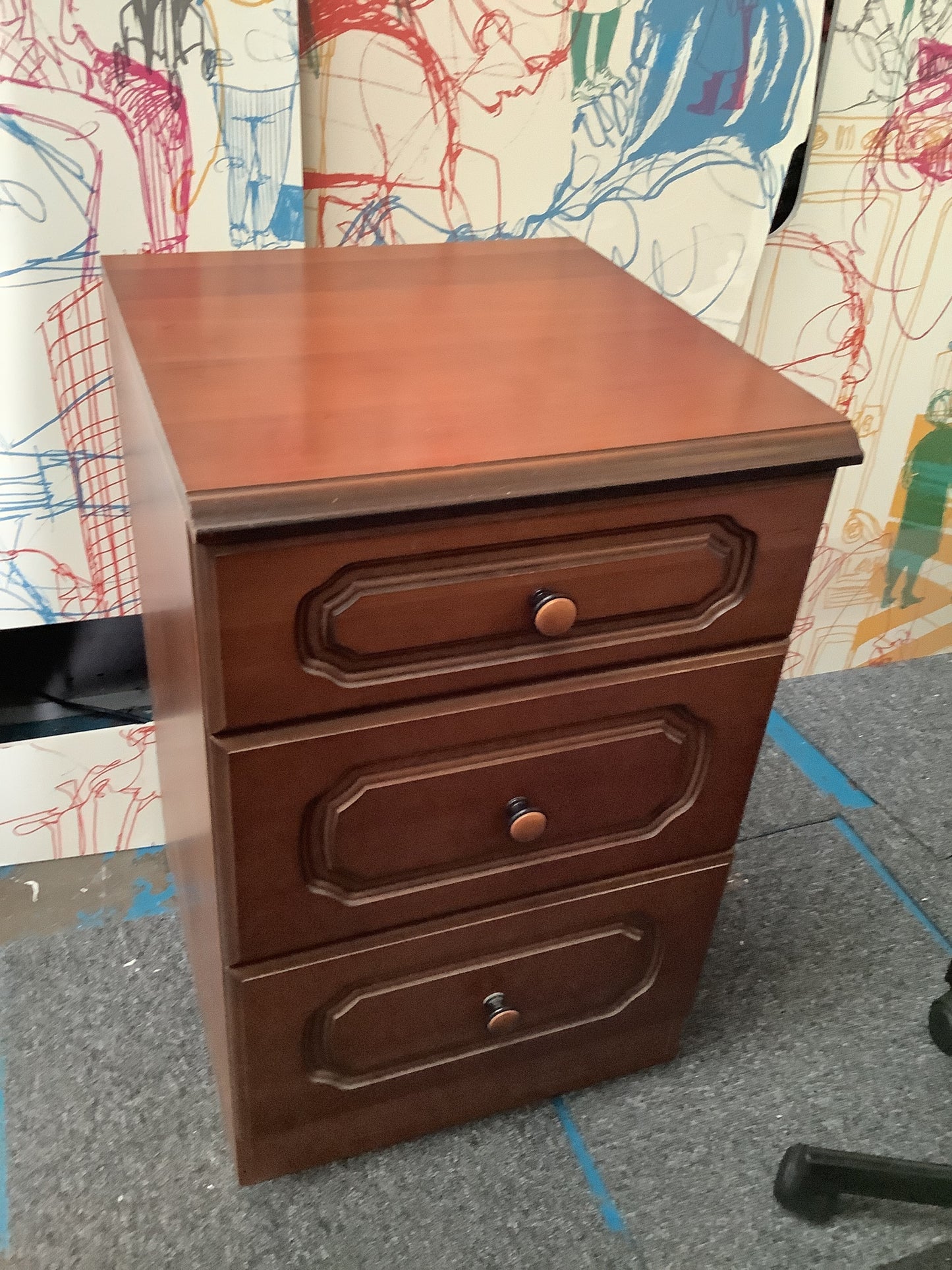 Cherry Wood 3 Drawer Bedside Chest