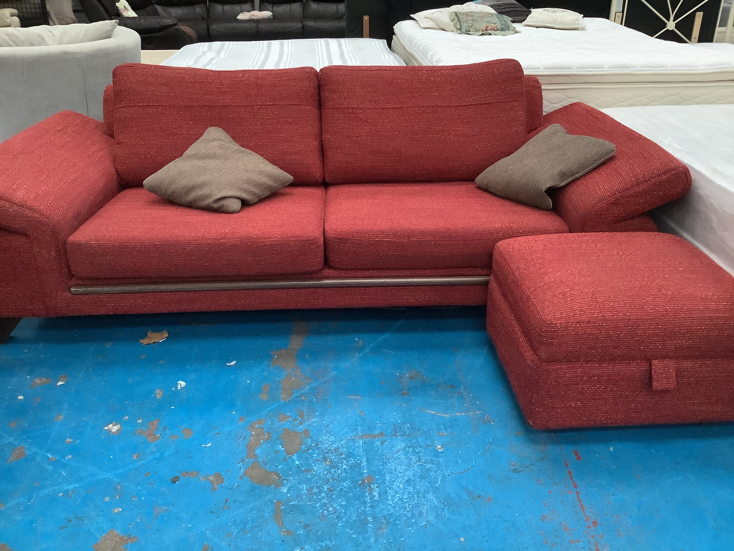 2 seater, armchair and poufee